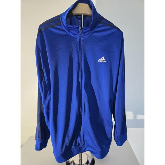 Adidas‎ Men's Jacket XL Blue With Black Stripes On Arms -Item#114 - Picture 1 of 6